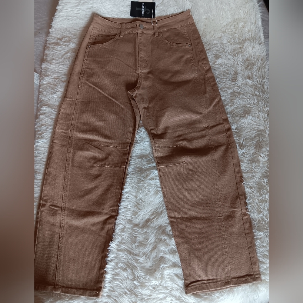 Wide Leg High-Rise Jeans in Brown Size Small